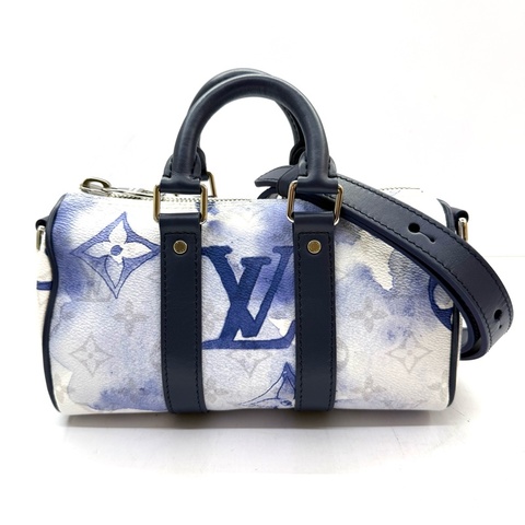 LOUIS VUITTON 路易威登 藍白水彩暈染KEEPALL XS WATERCOLOUR 手提斜背2way包 M45761 RFID
