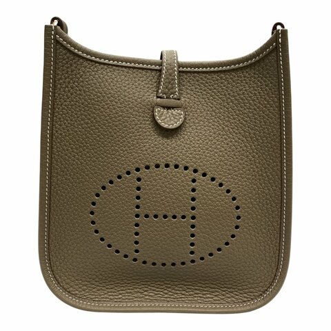 HERMES 愛馬仕 肩背包 Evelyne16 皮革 卡其色 金釦