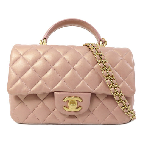 CHANEL 羊皮皮革Mini Flap Bag With Top Handle鏈帶肩背袋