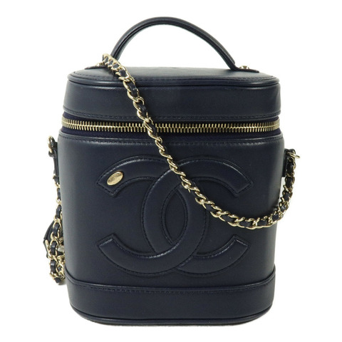 CHANEL 牛皮皮革Vanity Case鏈帶手挽肩背兩用袋