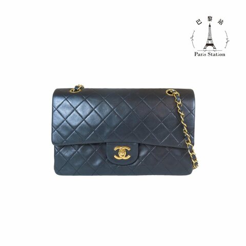 【巴黎站二手名牌專賣店】＊現貨＊CHANEL香奈兒真品＊COCO25 黑羊皮金雙C金鍊肩背斜背包