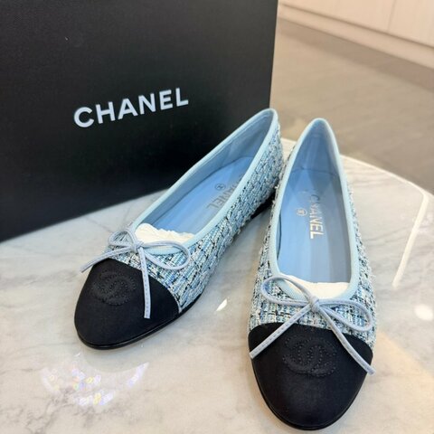*SHIHNA名牌精品* CHANEL 藍黑拼接芭蕾舞鞋 (38碼)