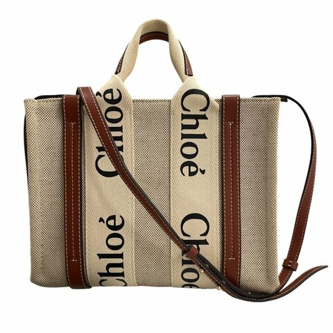 CHLOE 克羅伊 WOODY 小號帆布托特包 帆布 棕色