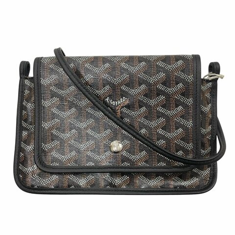 GOYARD 高雅德 PLUMET POCKET WALLET 信封斜背包 PVC帆布 黑色 銀釦