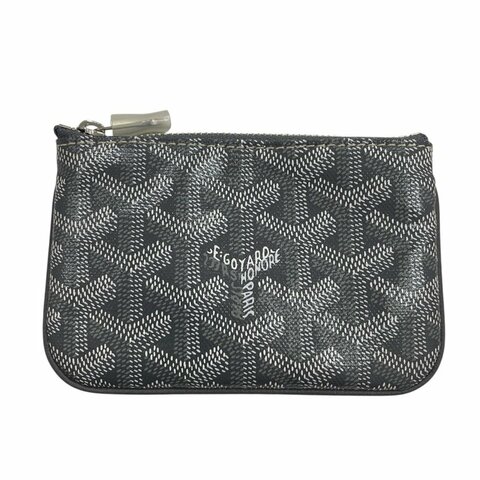 GOYARD 高雅德 SENAT 零錢包 PVC帆布 老花 灰色 銀釦