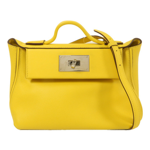 HERMES Evercolor皮革24/24 Mini手挽肩背兩用袋Jaune Citron