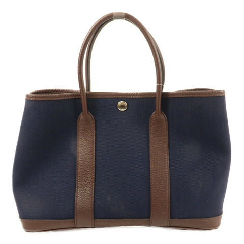 HERMES 帆布Garden Party TPM手挽袋Bleu Marine