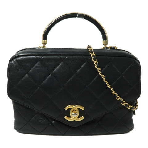 CHANEL 羊皮皮革Chain Shoulder With Handle鏈帶手挽肩背兩用袋