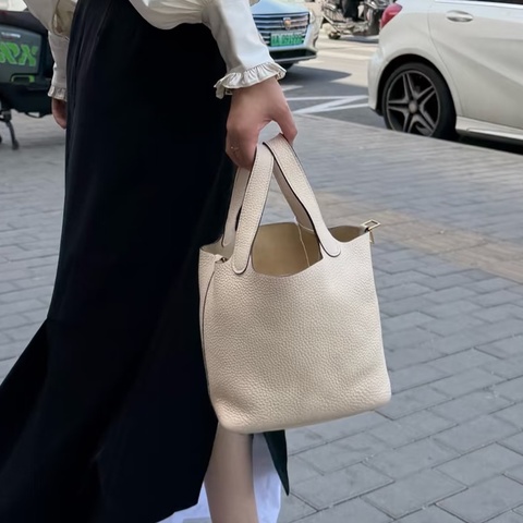 🐎Hermes愛馬仕｜純白色Picotin菜籃子18｜內里全皮款｜98新｜X刻