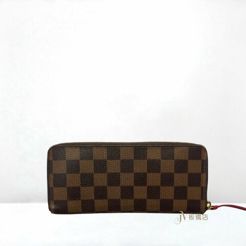JY0373-LV 棋盤格內拼紅金釦8卡零錢袋Clemencerㄇ拉長夾 N60534