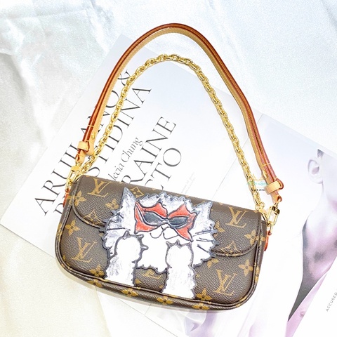 LV【 全新商品 】Ｍ15148 Wallet on Chain Ivy 貓咪系列 磁釦 兩用 晚宴包 側背包 斜背包 鍊包