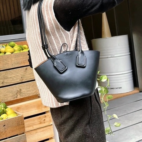 ✨BV｜basket tote黑色全皮長柄菜籃子｜閒置新