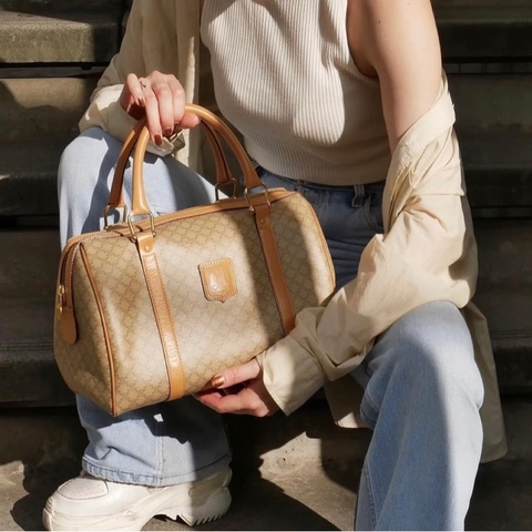 Celine 米色老花波士頓包