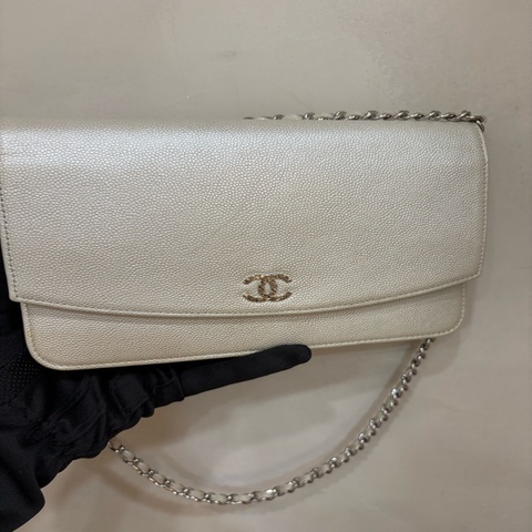 Chanel 香奈兒 珍珠白 荔枝皮WOC 閑置品