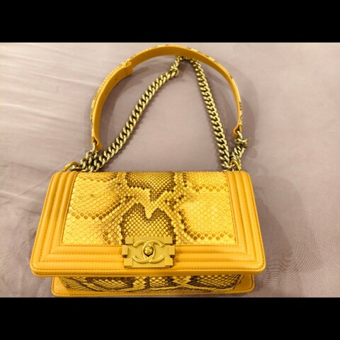 CHANEL Boy 25 復古蛇皮