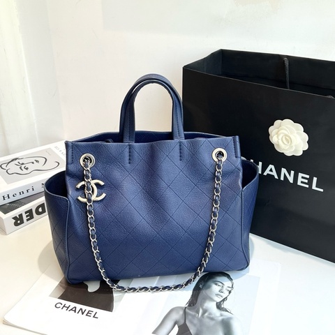 Chanel 香奈兒 藍色鏈條單肩包 19開 底長32