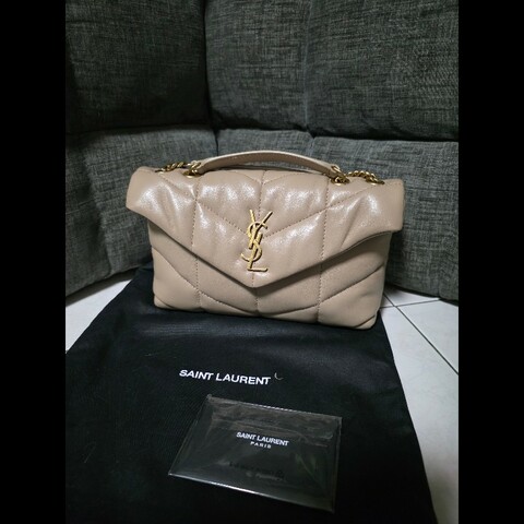 [全新] Saint Laurent YSL mini puffer 奶茶色