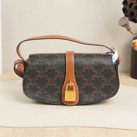 【VUINCA Vintage 價格僅供參考】 CELINE 鎖頭包 老花 牛皮