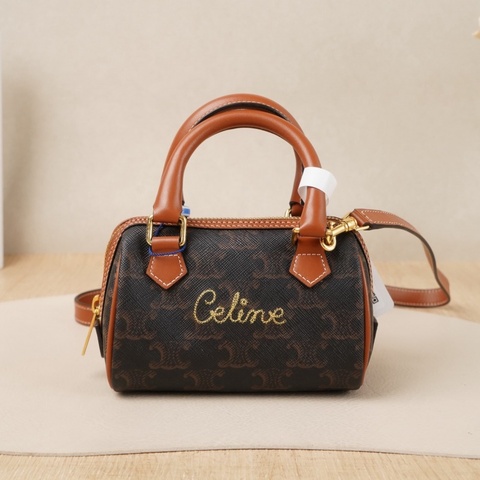 【VUINCA Vintage 價格僅供參考】 CELINE BOSTON Mini 刺繡 老花 牛皮