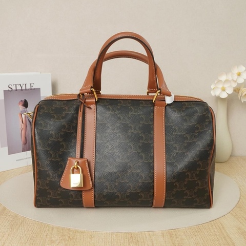 【VUINCA Vintage 價格僅供參考】 CELINE BOSTON 旅行袋 老花 牛皮