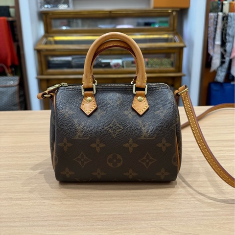 Louis vitton speedy nano lv經典老花 手提斜挎包