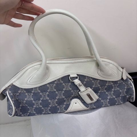 Celine vintage macadam 老花丹寧拼皮保齡球包