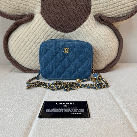 Chanel香奈兒24A kelly大號 黑金牛皮手柄鏈條包