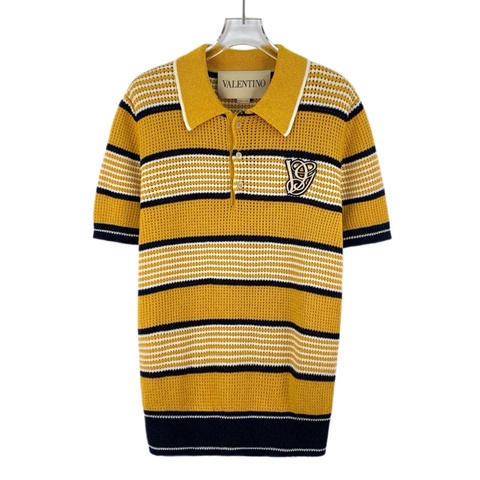 Valentino 25款 拼色条纹针织Polo衫 XS码 全新带吊牌