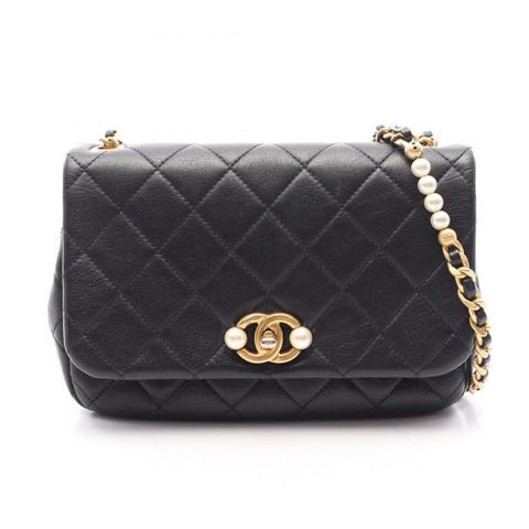 香奈兒 (CHANEL) 絎縫鏈條斜背包 AS3000 黑色皮革 二手 GHW CC