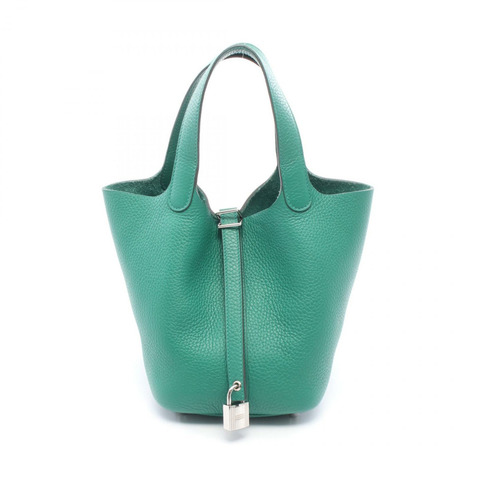 HERMES Picotin Lock 小號托特包 手提包 W Taurillon Clemence Vert vertigo 二手 SHW