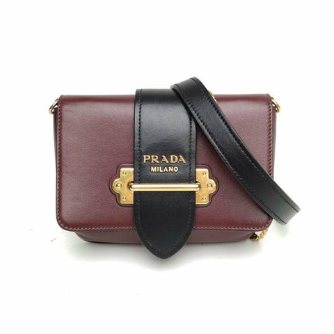 PRADA 拼色牛皮Cahier腰包鏈條包肩背包