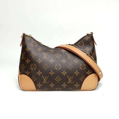 LOUIS VUITTON BOULOGNE牛角包可拆卸肩帶老花PVC晶片肩背包