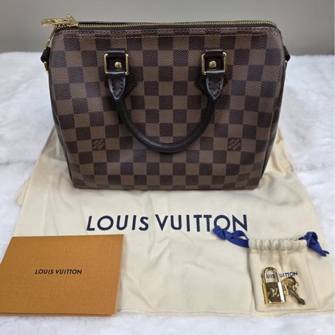 LOUIS VUITTON路易威登 Speedy25棕格棋盤紋款 25×19×15cm