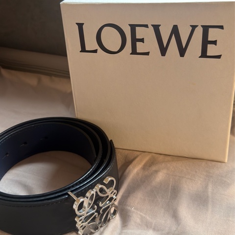 LOEWE Anagram 雙面 黑色/深藍色 皮帶 長100 寬4