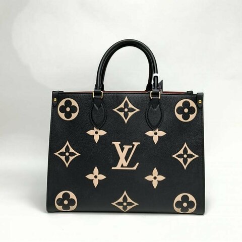 LOUIS VUITTON Onthego中號黑白牛皮大Logo印花肩背包
