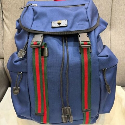 💎Han's house精品服飾💎古馳 GUCCI 429037 虎頭 翻蓋 雙扣 尼龍 後背包