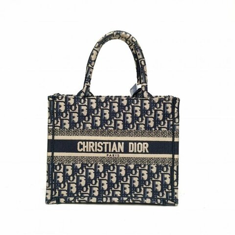 DIOR BookTote小號墨藍色帆布肩背包