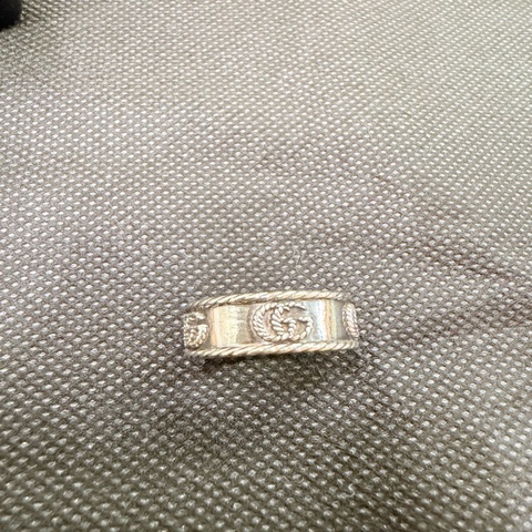 Gucci 925純銀麻花GG logo戒指