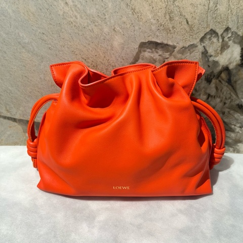 Loewe橘紅牛皮 Flamenco側背包