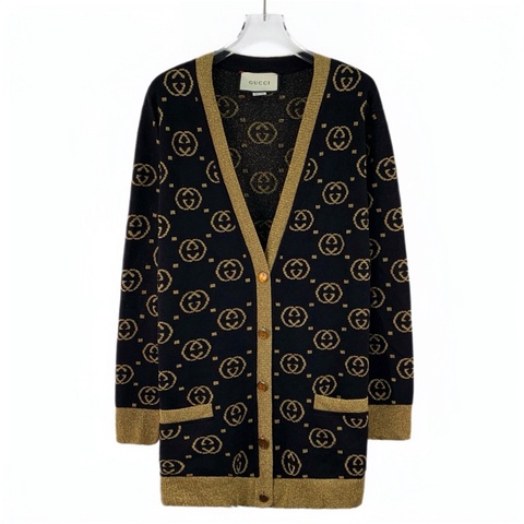 古驰 Gucci 提花满印羊毛针织开衫外 M码