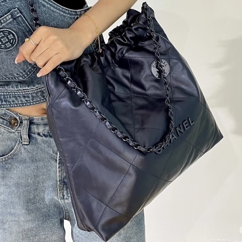 絕美清冷感🈶購證✨Chanel香奈兒深海藍小號22 Bag垃圾袋單肩鏈條肩背包