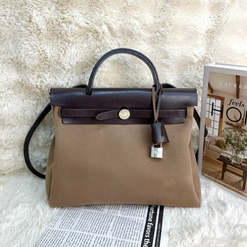 Hermès Herbag31 手提袋 大象灰拼烏木色 Z stamp