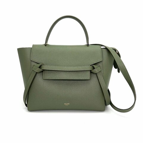 CELINE/賽琳綠色金扣Belt鯰魚手提单肩斜挎包