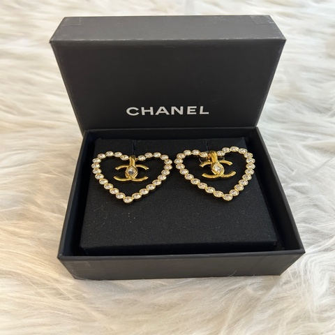 Chanel 大愛心 水鑽 附原盒