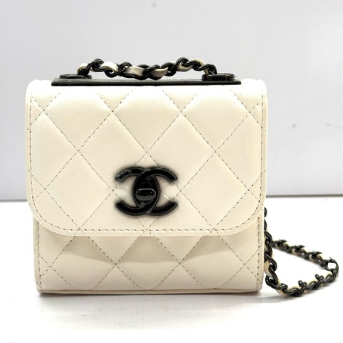 CHANEL 香奈兒 白色MATELASSE鏈條肩背包 斜背包 A81633 TRENDY