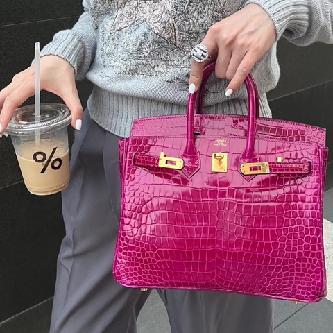 Hermes 愛馬仕 Birkin 30cm L3鰐魚 框Q🐊最美的紫藤花💜🪻