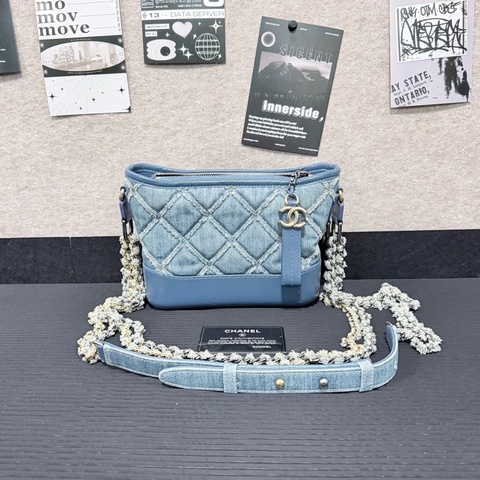 Chanel/香奈兒 20P 藍色 牛仔丹寧 流浪 小號單肩包斜挎包 附件：保卡