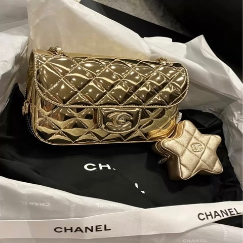 CHANEL 24c金色星星斜挎包 自带星星零钱包 超级嗲 晶片款
