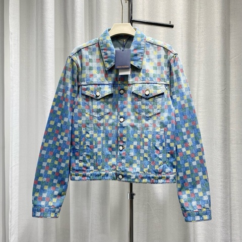 Louis Vuitton 路易威登 夾克外套 50碼 SS25 牛仔外套 棋盤格 珍珠扣 彩色