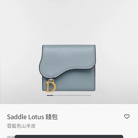 Dior 山羊皮 Saddle Lotus 錢包 （雲藍色）